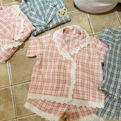 SS958 - Pijama phối ren màu Hồng cho bé